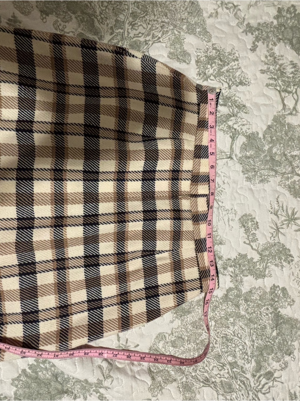 JH Collectibles sz 14 Vintage 80’s Ivory Camel Black plaid wool skirt academia - Picture 7 of 12